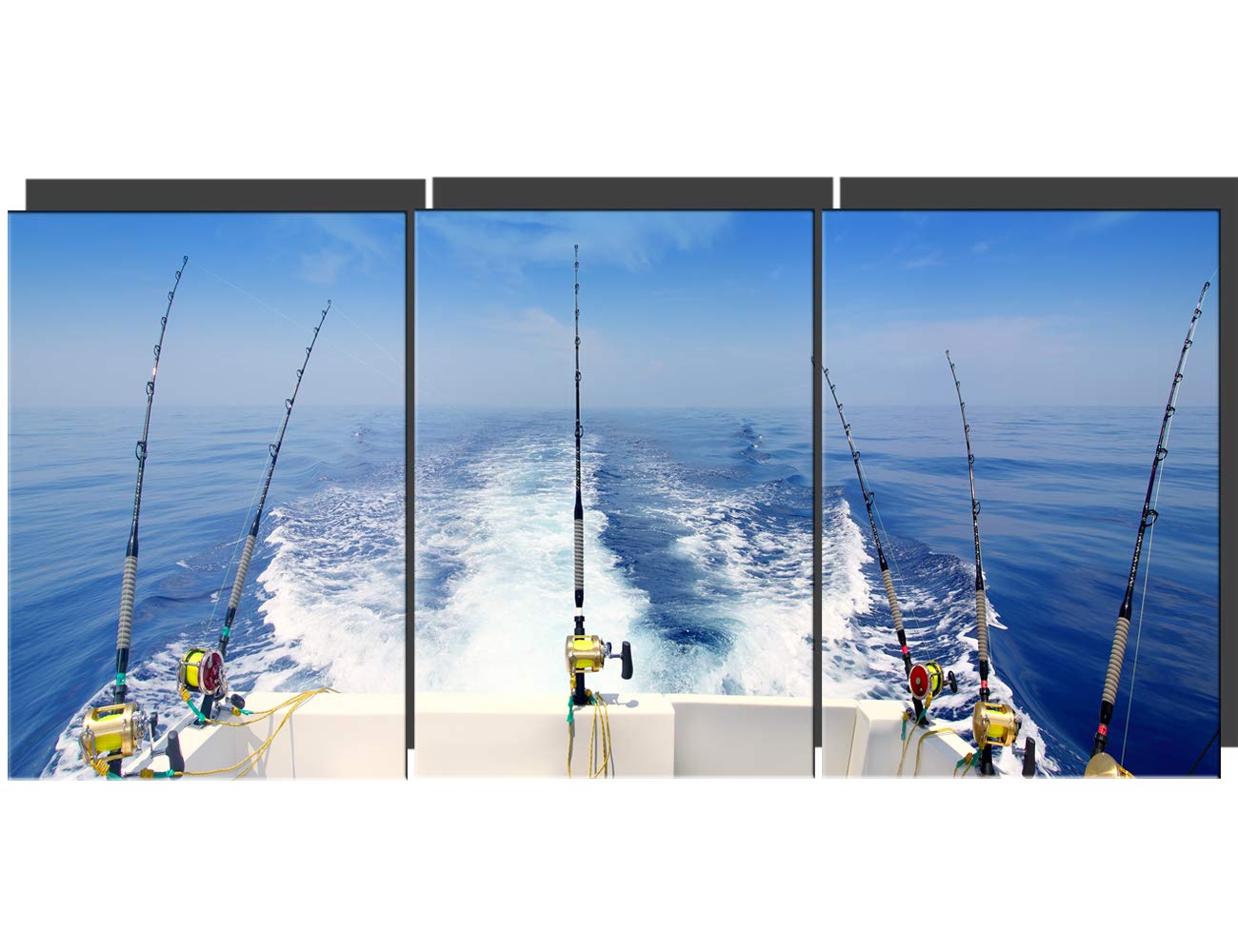 Amazon.com: 3 Panel Canvas Wall Art Fishing Rod and Reels